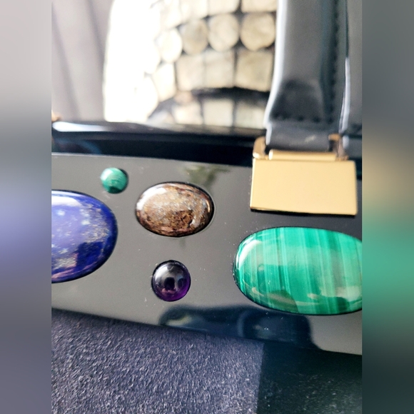 Tory Burch Attersee Women Luxe Suede Frame Satchel Bag Jewel /Black Large - Picture 13 of 16